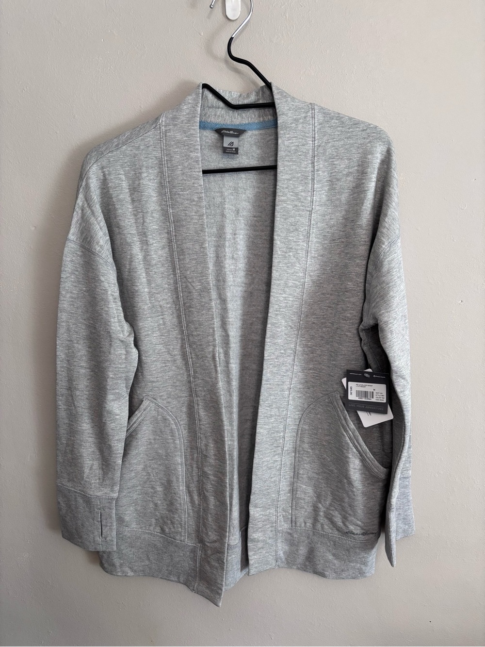 Eddie Bauer Light Gray Open-Front Cardigan NWT